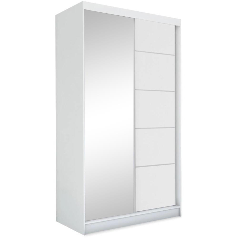 SCHWEBETÜRENSCHRANK Marika 120/216/61 weiß mit Spiegel und Schubladen - Weiß, Holzwerkstoff (120/216/61cm) - Beautysofa