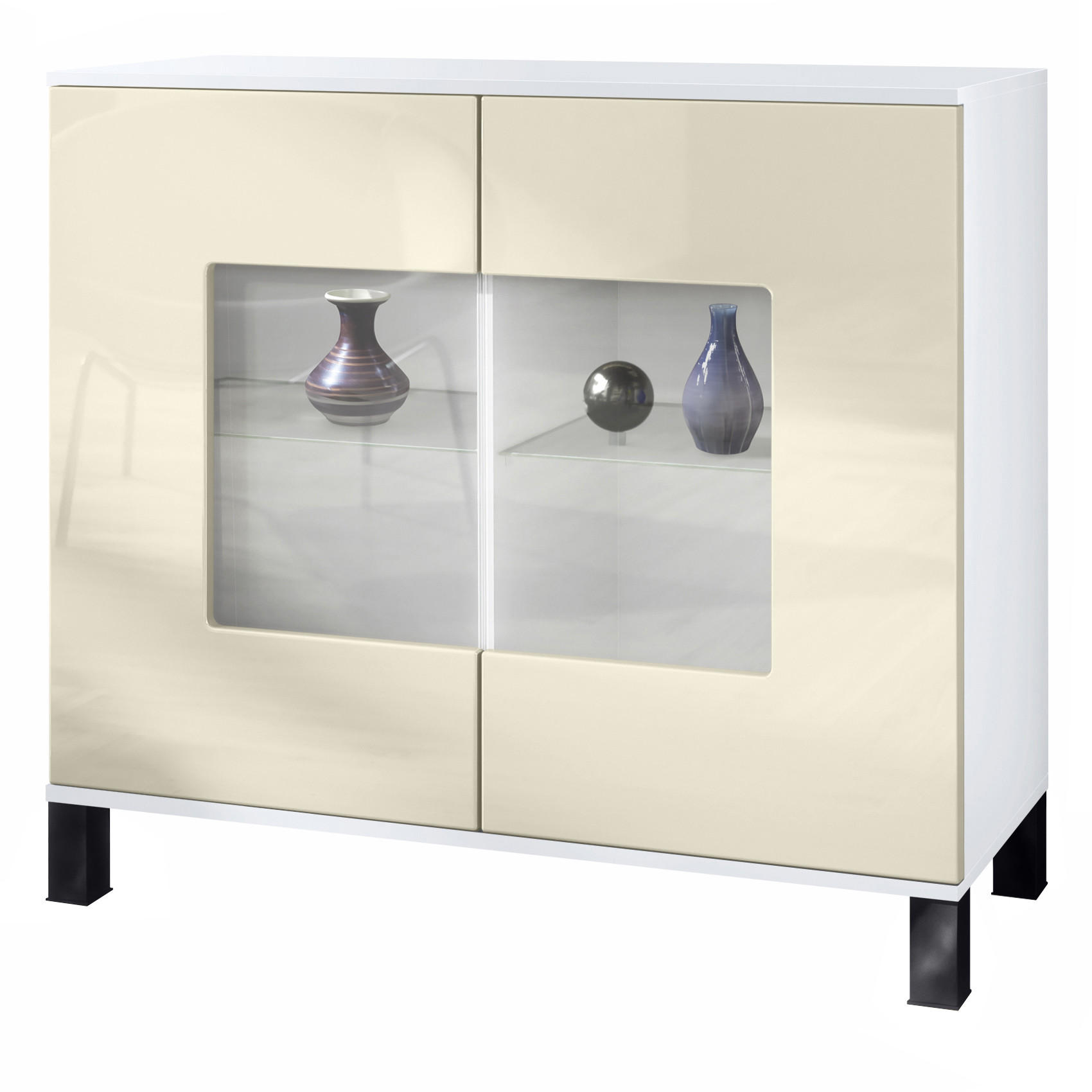 KOMMODE Grömitz Creme Hochglanz - Creme, Holzwerkstoff (92.5/84.5/35cm) - Vladon