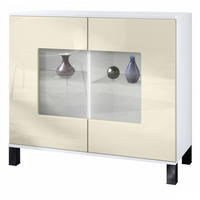 KOMMODE Grömitz Creme Hochglanz - Creme, Holzwerkstoff (92.5/84.5/35cm) - Vladon