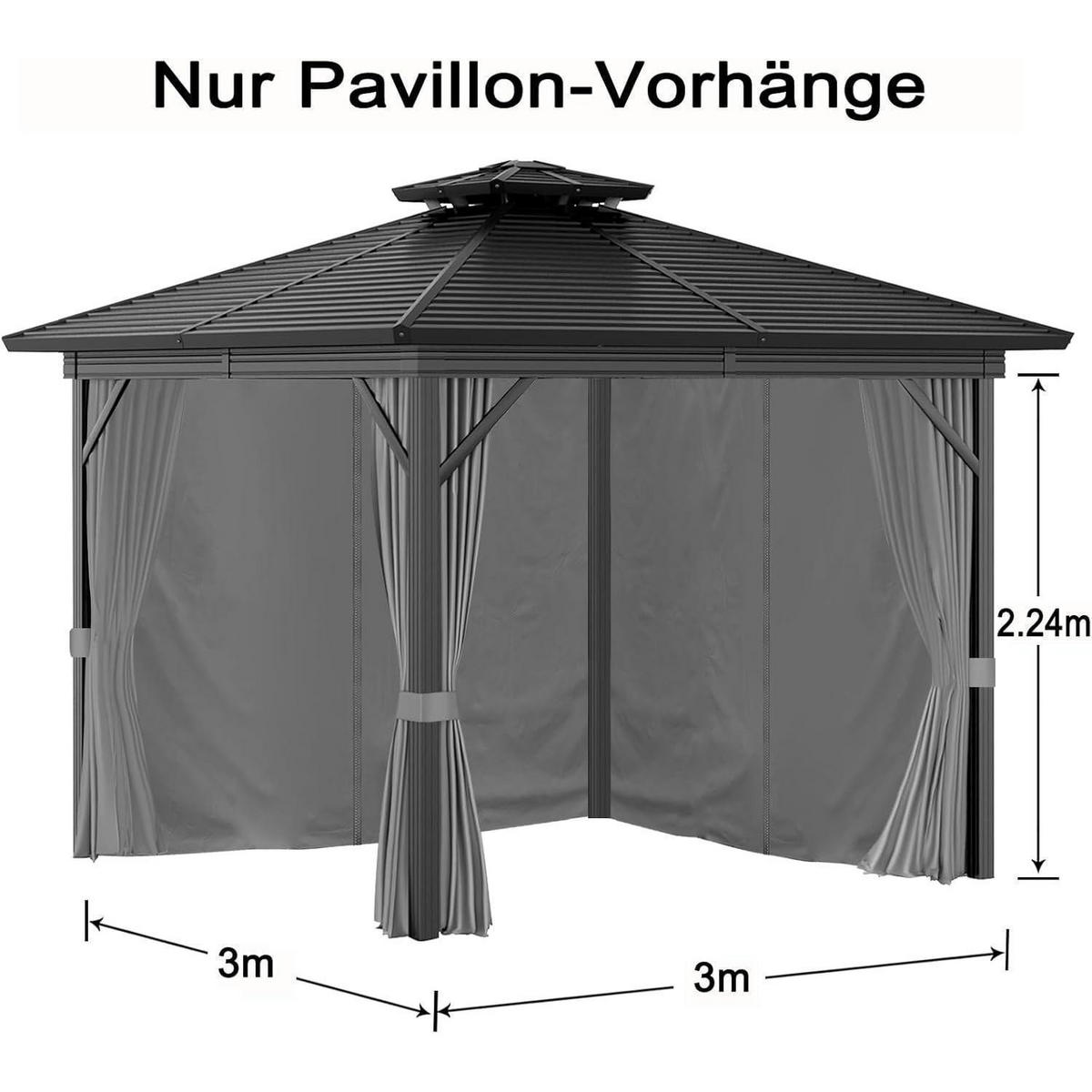 PAVILLON-SEITENWAND Set 4-teilig Grau 300x224 cm - Grau, Textil (300/224/300cm)