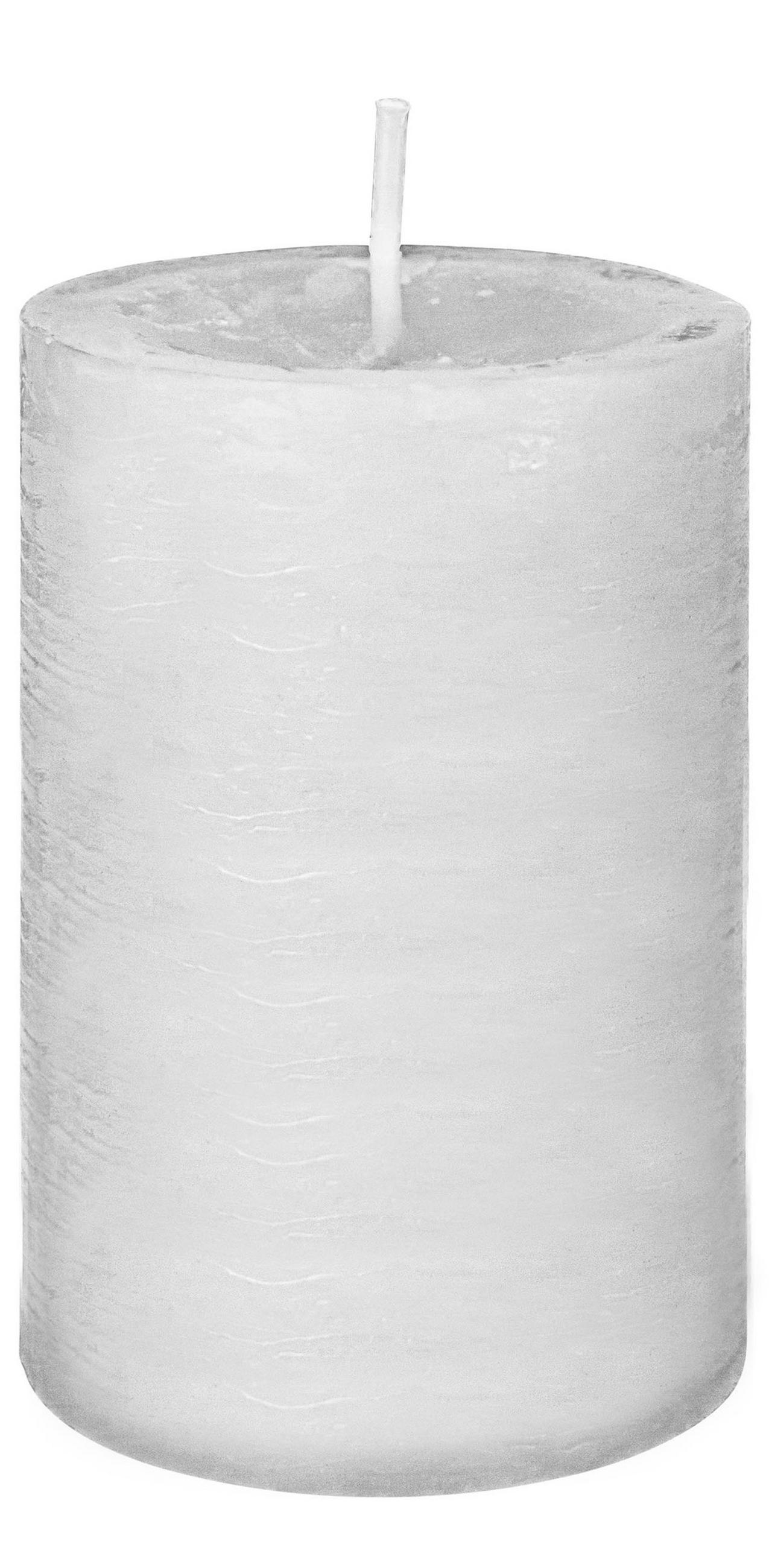 STUMPENKERZE Rustik Marble Style Weiß 130 x Ø 68 mm - Weiß, Paraffin (13cm) - Wiedemann Kerzen