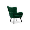 OHRENSESSEL GADI Velourstoff, Dunkelgrün - Dunkelgrün/Schwarz, Holz/Textil (76/100/78cm) - KONSIMO®