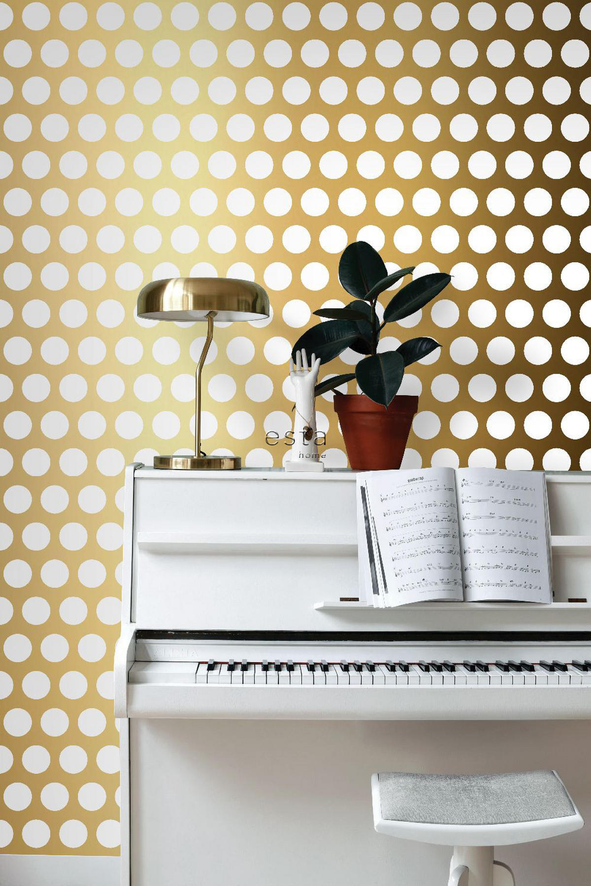 TAPETE große Punkte 53 cm x 10.05 m - Goldfarben, Papier (53/0.1cm) - ESTAhome