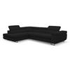 ECKSOFA Jerry in L-Form mit Schlaffunktion und Bettkasten, Farbe: Schwarz, Veloursstoff, Ottomane Links - Schwarz, Textil (202/275cm) - VENASI MÖBEL