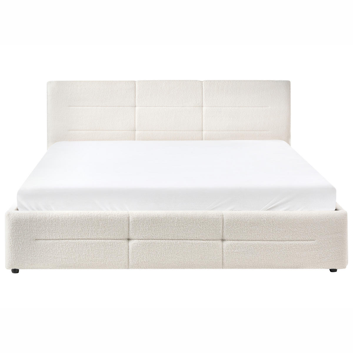 PAT cu spațiu de depozitare 180/200 bouclé alb crem Massognes - crem, material textil (180/200cm) - Beliani