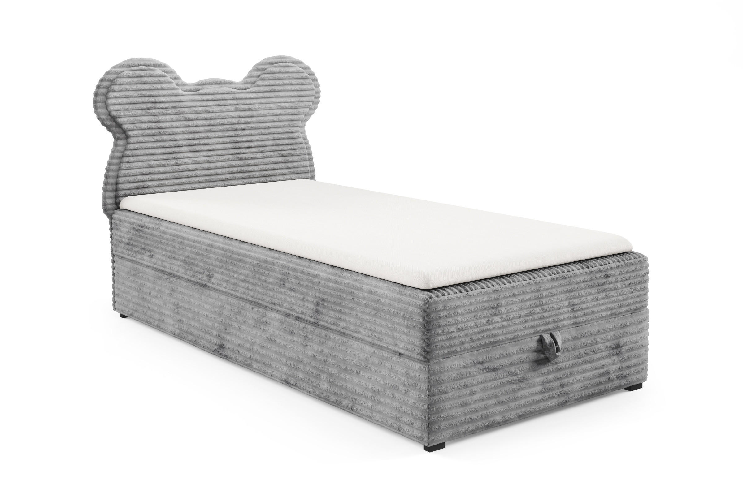 BOXBETT TEDDY 90/200 Cord-Samt Hellgrau H4 - Hellgrau, Holz/Holzwerkstoff (90/200cm) - Deine Möbel 24