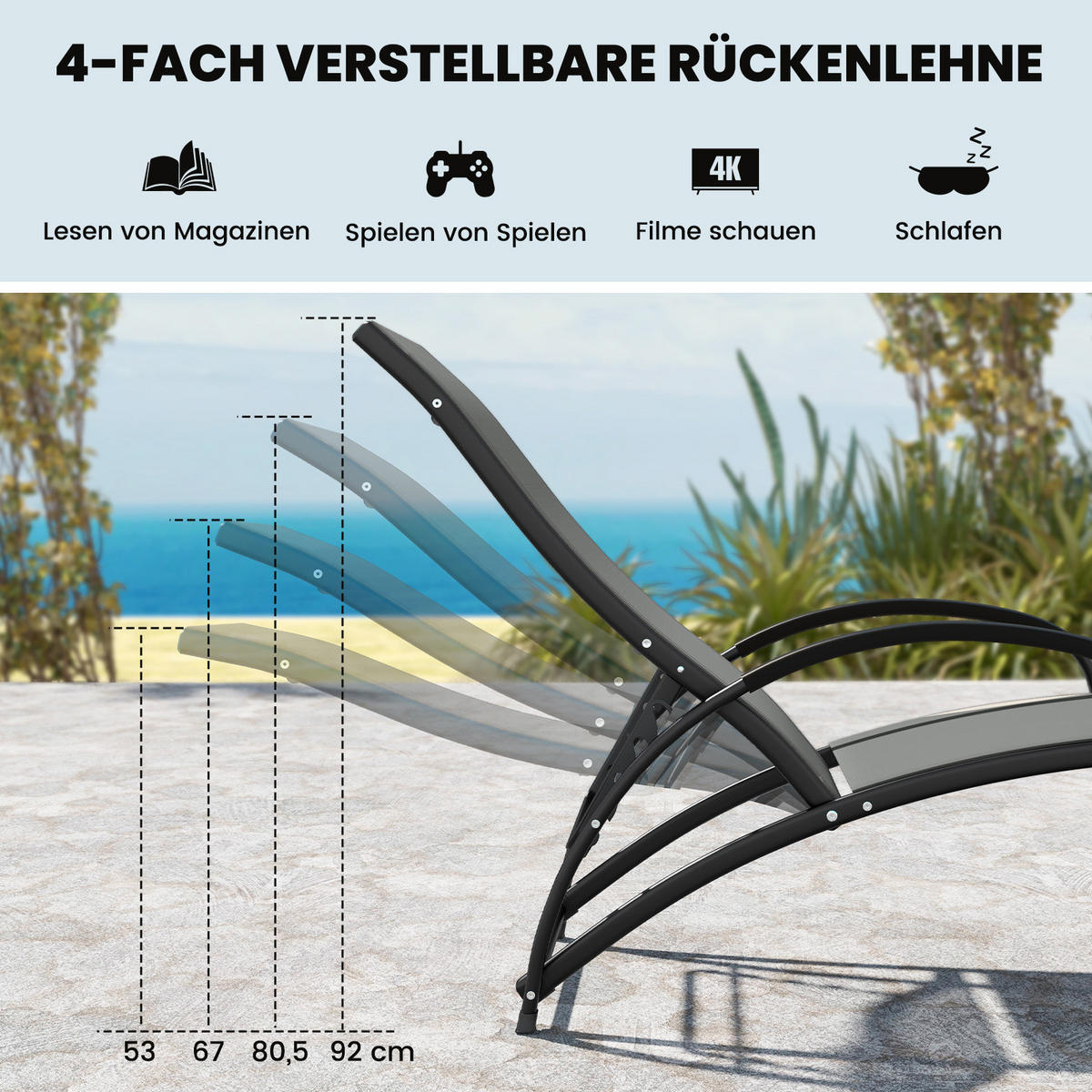 SCHAUKELSTUHL Grau - Grau, Metall (123/53/62cm) - COSTWAY