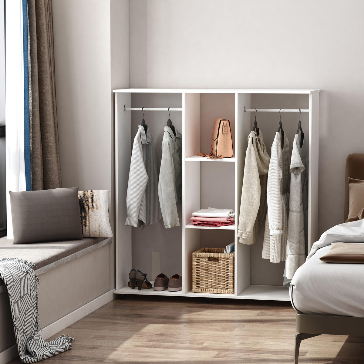KLEIDERSCHRANK Weiß 1 Stück - Weiß, Holzwerkstoff (40/128/120cm) - GiPP
