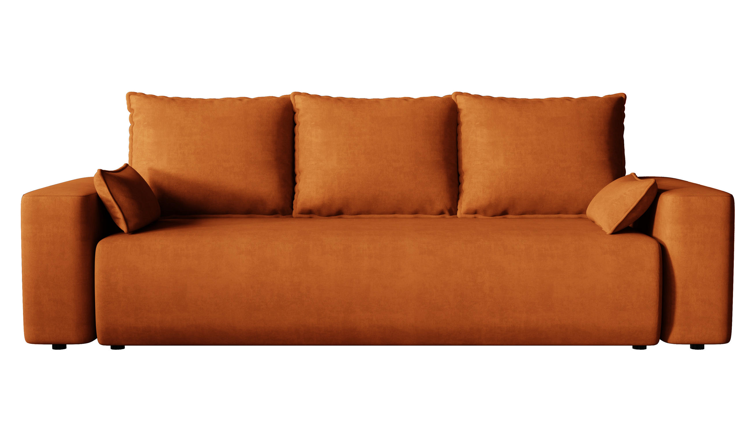 SOFA Bubi mit Bettkasten und Schlaffunktion, Velourstoff - Rostfarben, Holzwerkstoff (242/85/95cm)