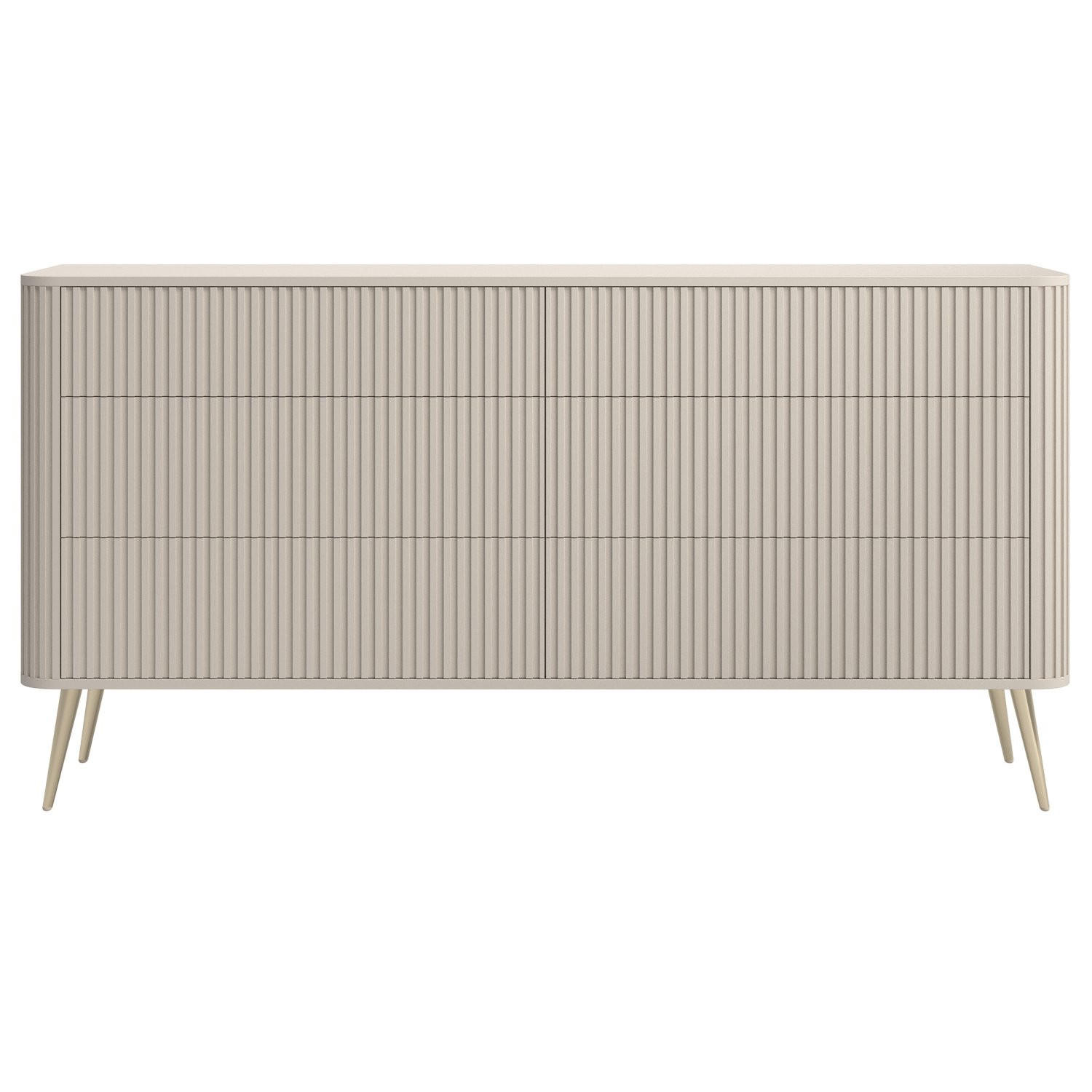 KOMMODE Ovarlo Greige mit Metallbeinen 168 cm - Taupe/Goldfarben, Holzwerkstoff/Metall (168/83.8/38cm) - Selsey