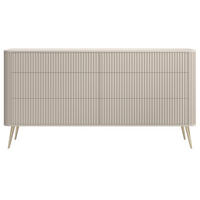 KOMMODE Ovarlo Greige mit Metallbeinen 168 cm - Taupe/Goldfarben, Holzwerkstoff/Metall (168/83.8/38cm) - Selsey