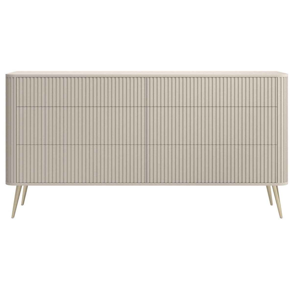 KOMMODE Ovarlo Greige mit Metallbeinen 168 cm - Taupe/Goldfarben, Holzwerkstoff/Metall (168/83.8/38cm) - Selsey