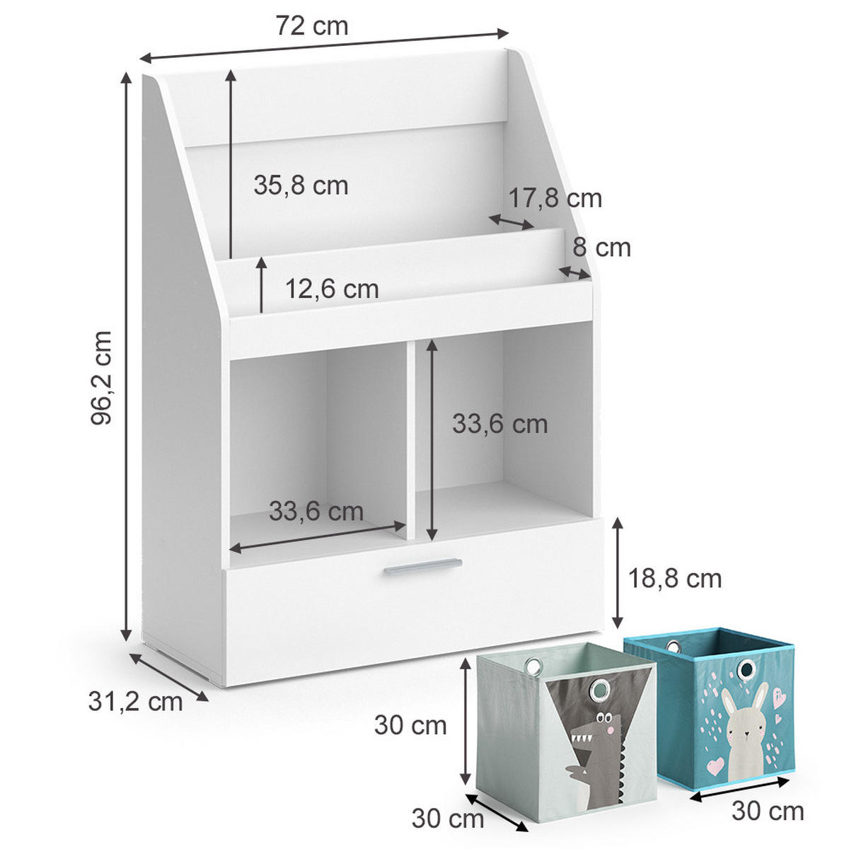 DĚTSKÁ POLIČKA Luigi Bílá - bílá, kompozitní dřevo (72/96.2/31.2cm) - Vicco