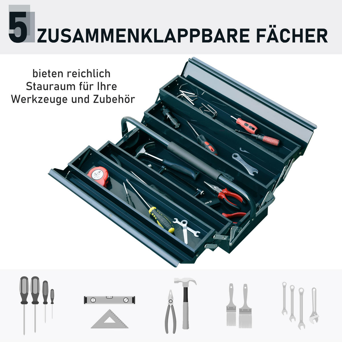 WERKZEUGKOFFER - Dunkelgrün, Metall (20/34.5/45cm) - DURHAND