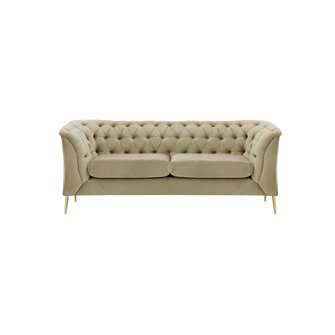ZWEISITZER-SOFA Chesterfield Modern-Velluto 3 - Beige, Holz/Textil (183/74/80cm)