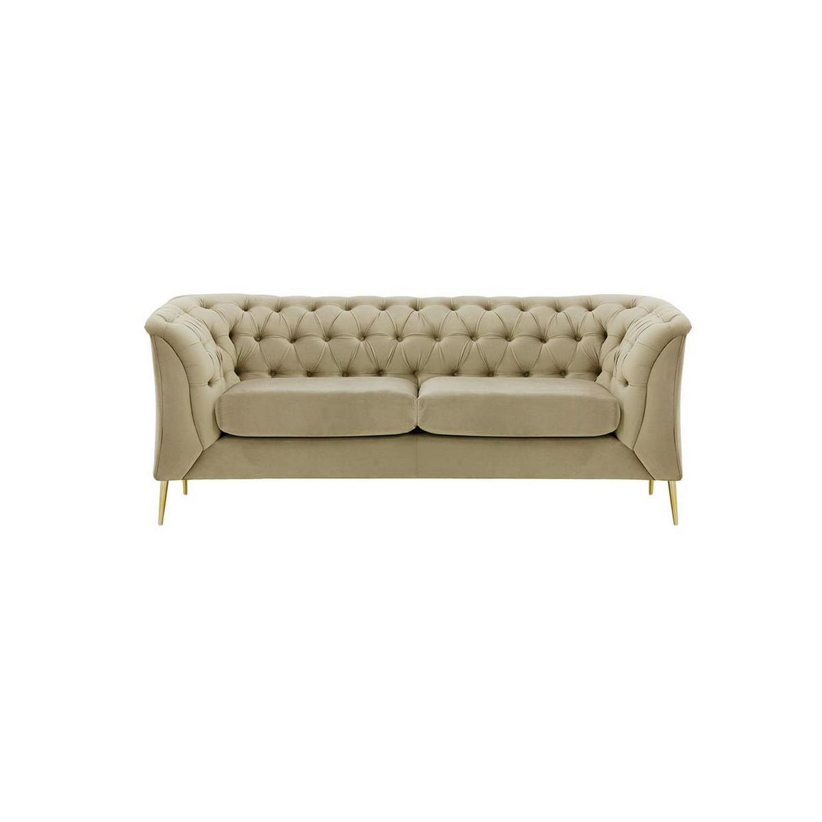 ZWEISITZER-SOFA Chesterfield Modern-Velluto 3 - Beige, Holz/Textil (183/74/80cm)