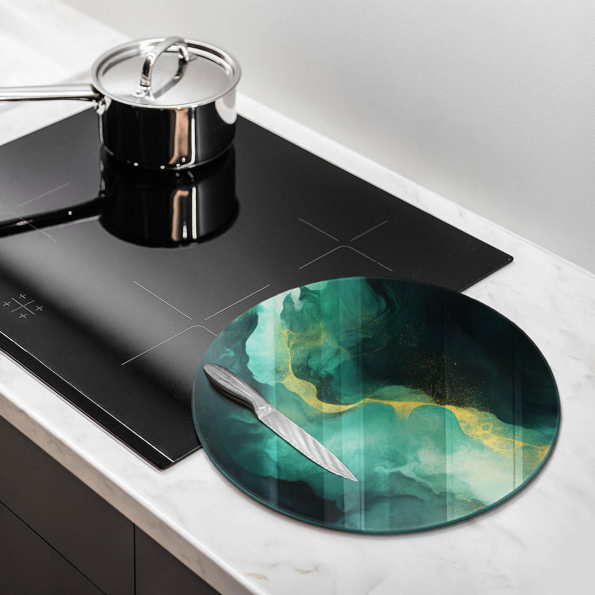 GLASPLATTE Ø 40 cm Flaschengrün - Mintgrün, Glas (40/40cm) - Wallfluent