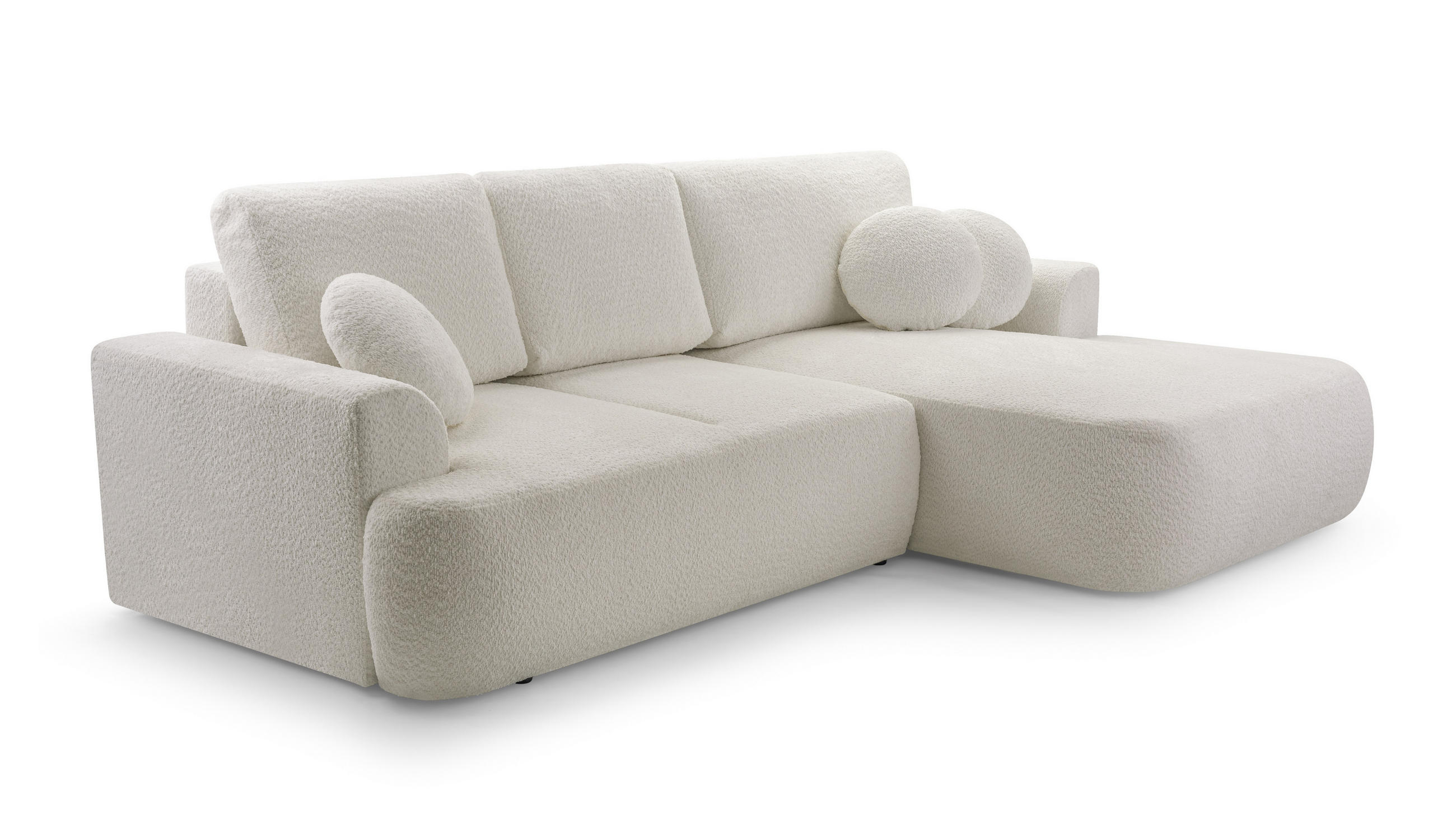 ECKSOFA VELOS Beige L - Rechts Bouclé - Beige/Schwarz, Kunststoff/Textil (260/168cm) - Luxkor24
