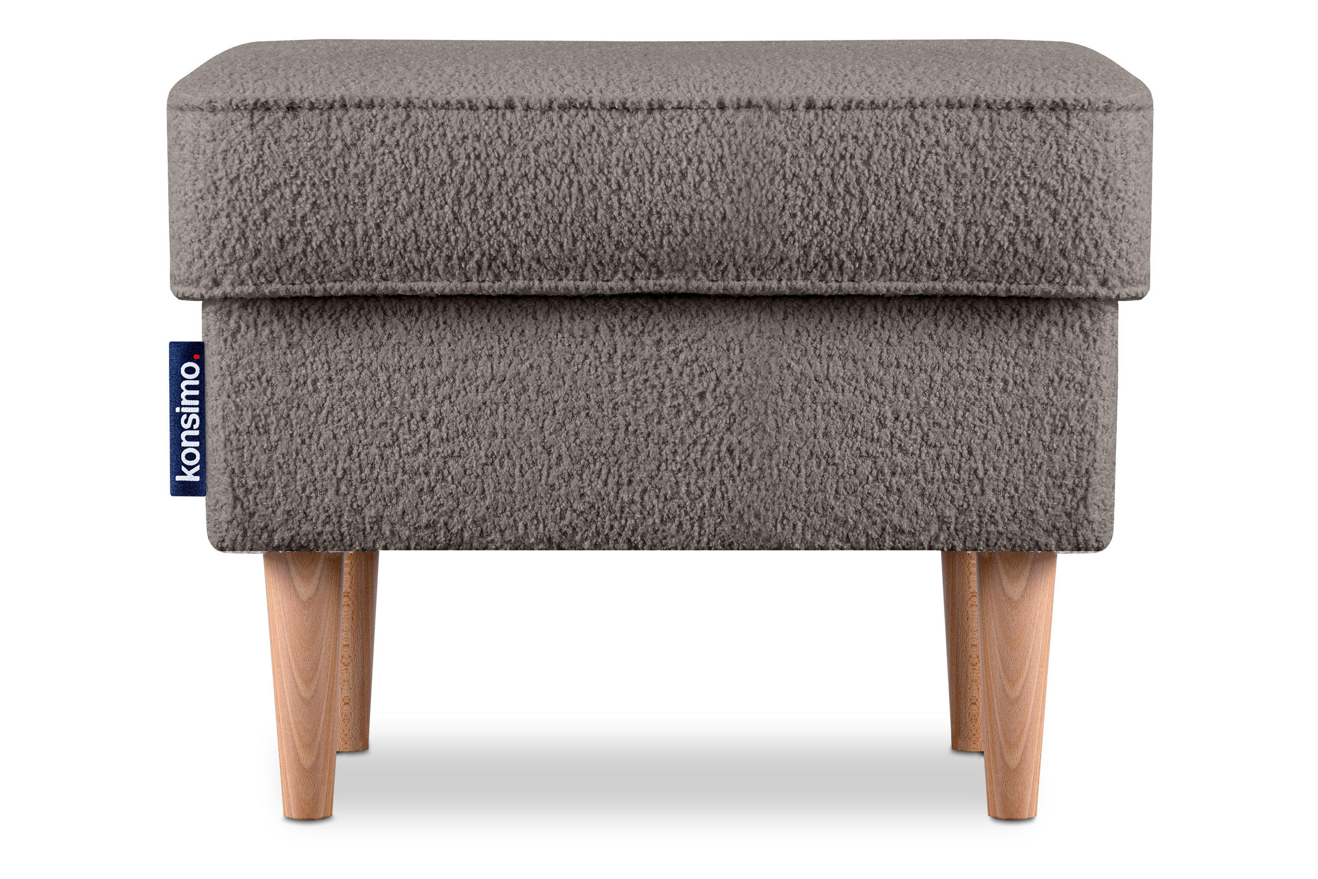 SITZHOCKER STRALIS zeitloses Design hohe Füße, dunkelbeige - Graubraun, Textil (41/43/56cm) - KONSIMO®