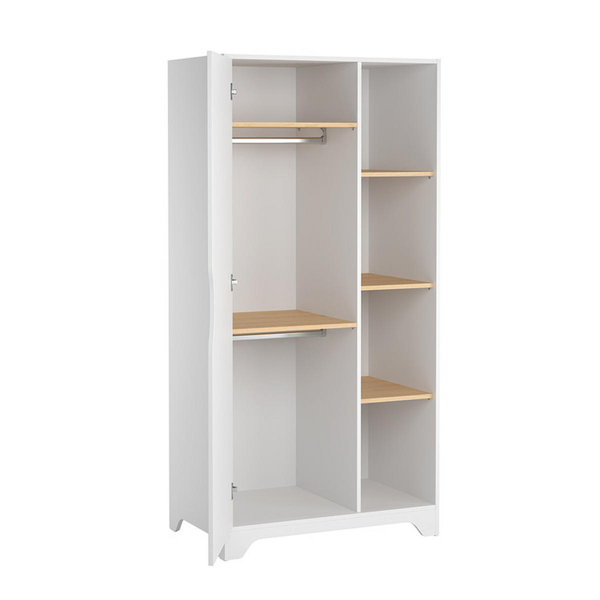 SCHRANK 1 Tür Weiß und Holz - Weiß, Holzwerkstoff (88.5/189.5/52cm) - Petits-meubles