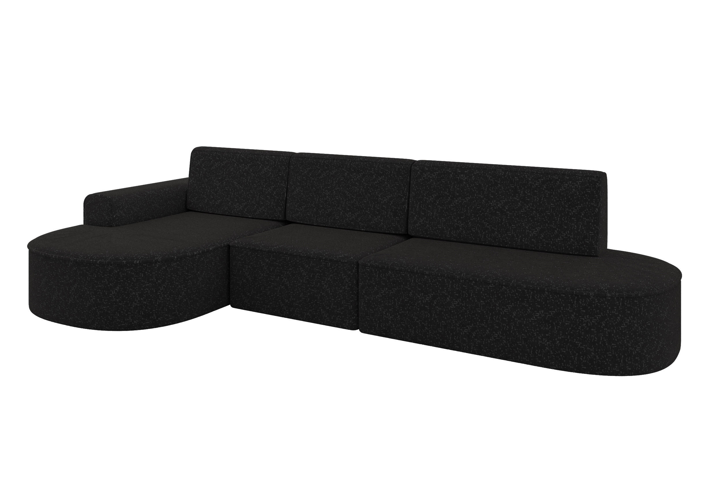 ECKSOFA mit Schlaffunktion Ottomane Links MARI L2-S 368X167X85 Schwarz Velours - Schwarz Hochglanz/Schwarz, Holzwerkstoff/Kunststoff (368/167cm) - ALTDECOR