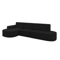 ECKSOFA mit Schlaffunktion Ottomane Links MARI L2-S 368X167X85 Schwarz Velours - Schwarz Hochglanz/Schwarz, Holzwerkstoff/Kunststoff (368/167cm) - ALTDECOR