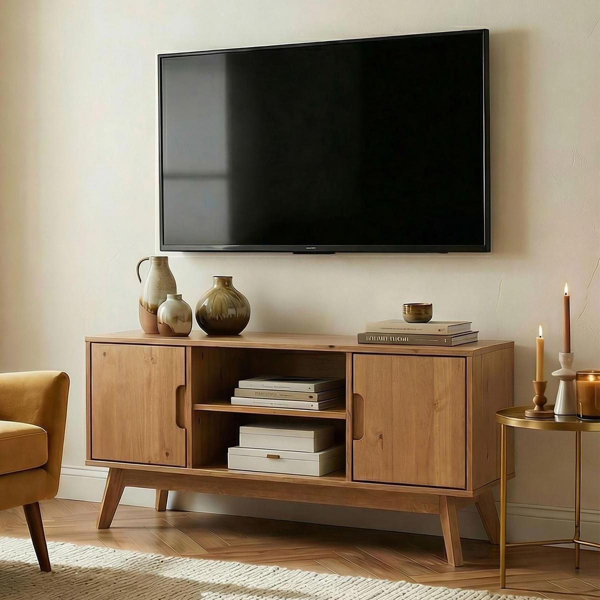 LOWBOARD TIVOLI - Braun, Holz (114/54/39cm) - IDIMEX