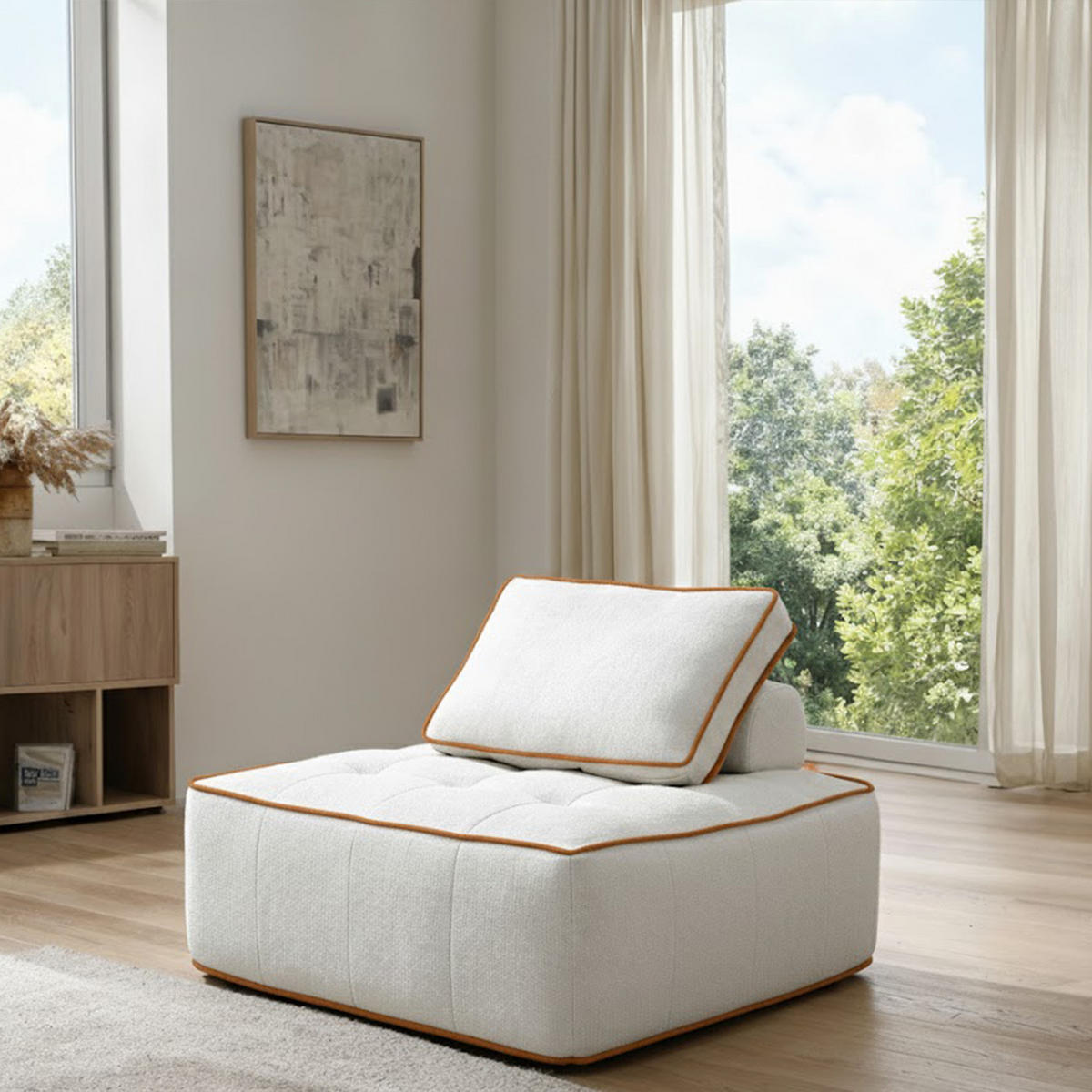 SESSEL Zen Weiß und Orange 1-Sitzer - Weiß/Orange, Textil (100/75/100cm) - COCO Living