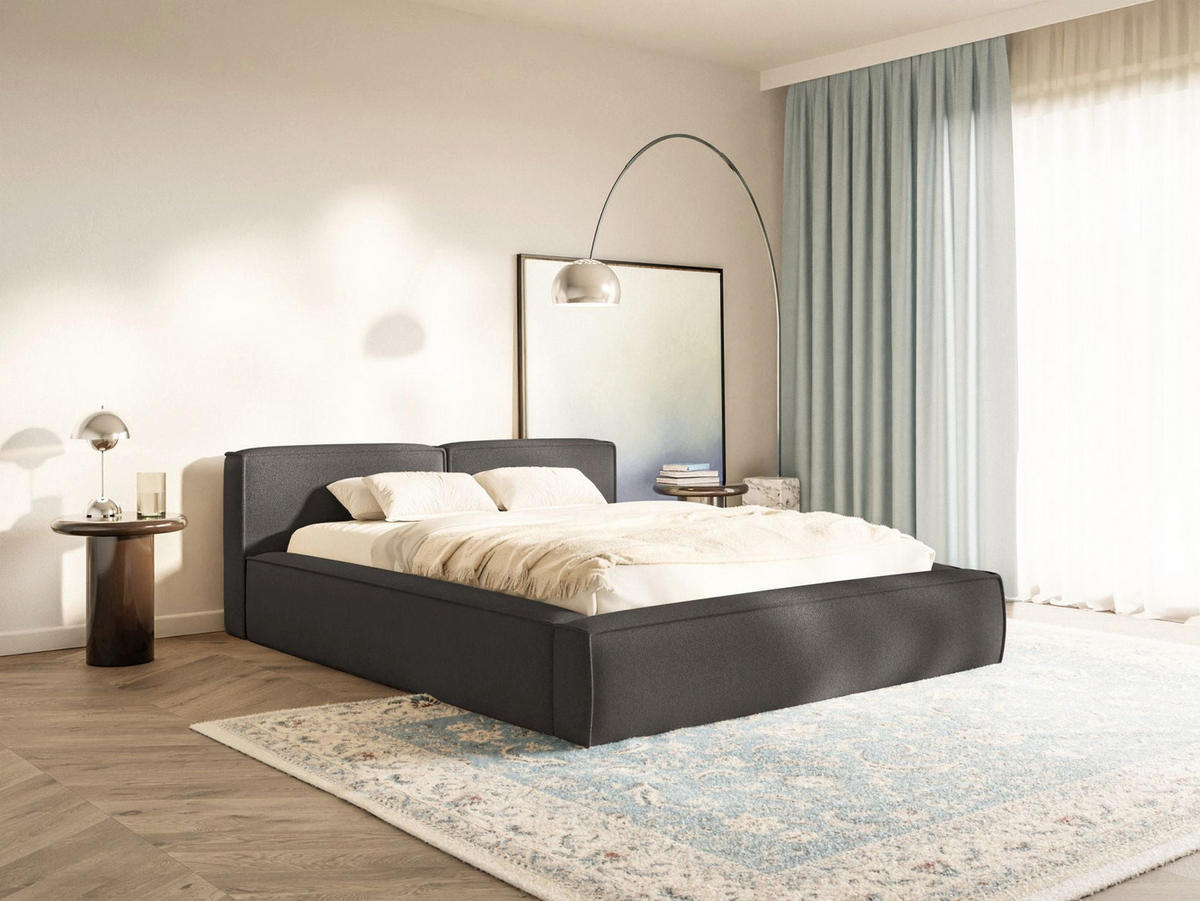 POLSTERBETT Tilves Slim Grafitgrau 200x200 cm - Schwarz/Graphitfarben, Kunststoff/Textil (200/200cm) - Selsey