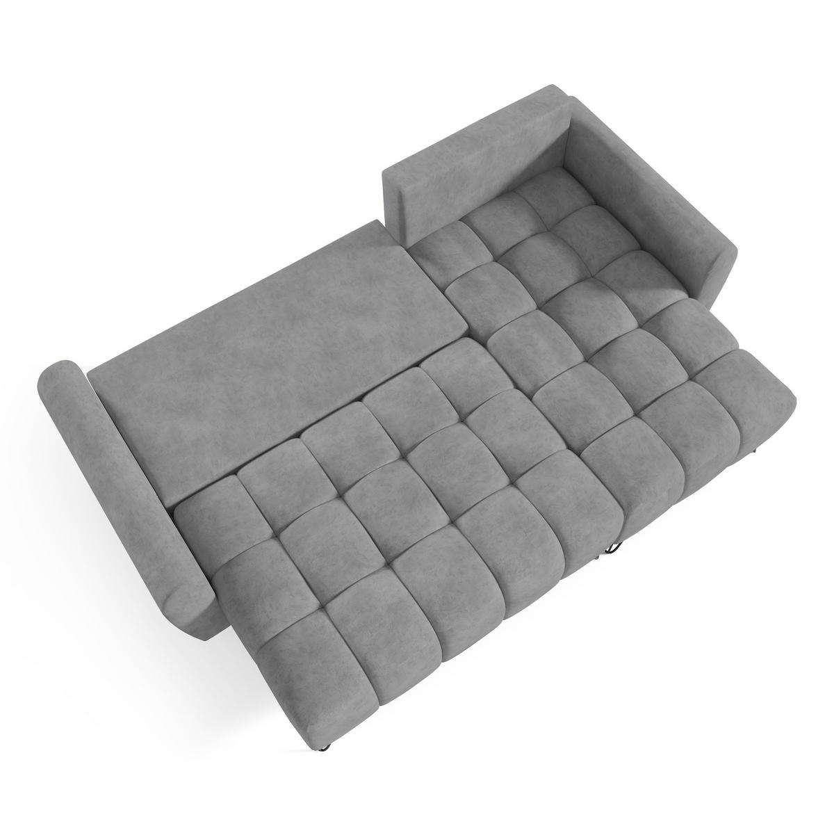 ECKSCHLAFSOFA Malaga Mini universeller Ottomane, Grau - Schwarz/Grau, Textil (222/148cm) - Beautysofa