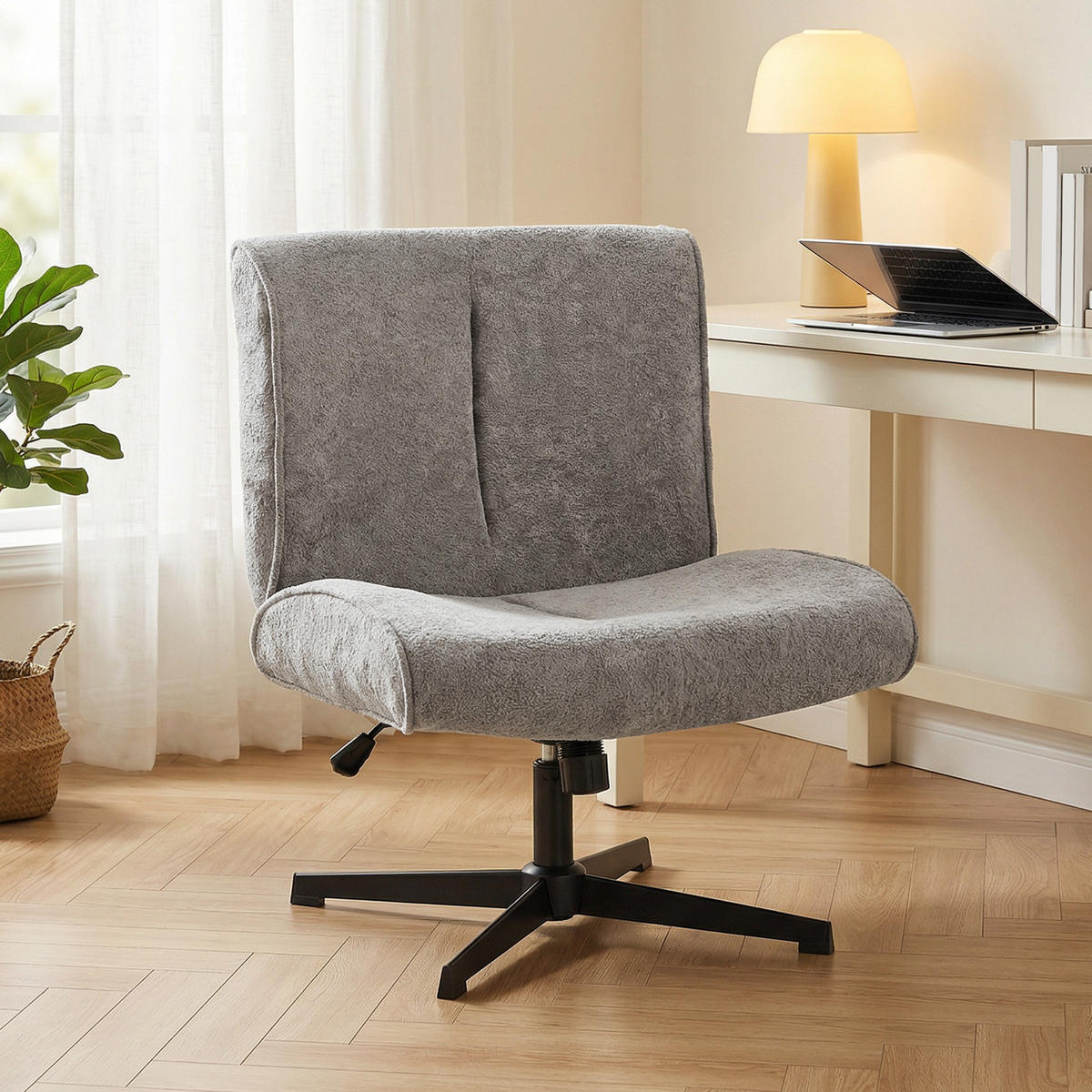 DREHSESSEL DE-06913 drehbar & höhenverstellbar mit Samtbezug Grau - Grau, Textil/Metall (63/90/75cm) - ComfortXL