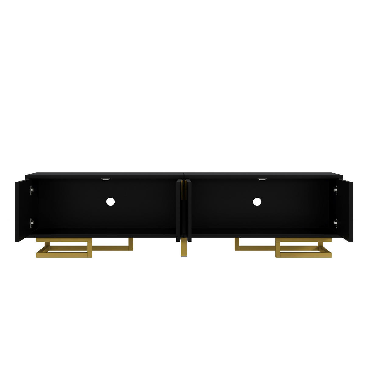 TV-SCHRANK mit 4 Türen 160 x 38 x 44,5 cm Schwarz mit goldfarbenen Details - Schwarz, Holzwerkstoff (38/44.5/160cm) - Beauniv