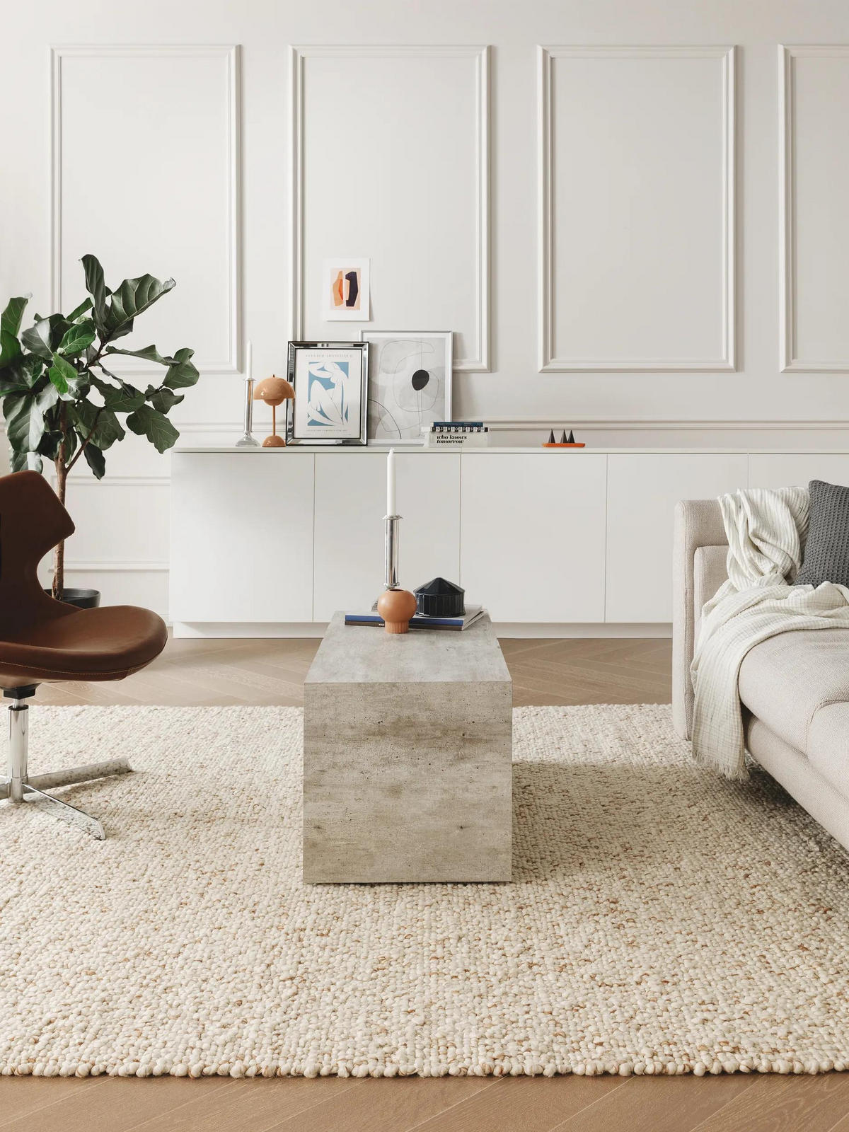 WOLLTEPPICH Patch Braun 120x170 cm - Braun, Naturmaterialien/Textil (120/170cm) - benuta Pure