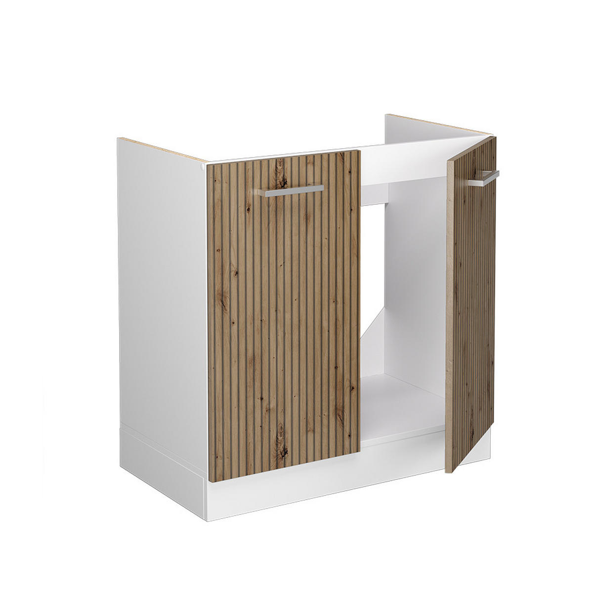 SPÜLENUNTERSCHRANK R-Line Artisan-Eiche 80 cm, AP Marmor - Weiß/Eiche Artisan, Holzwerkstoff (80/81.6/60cm) - Vicco