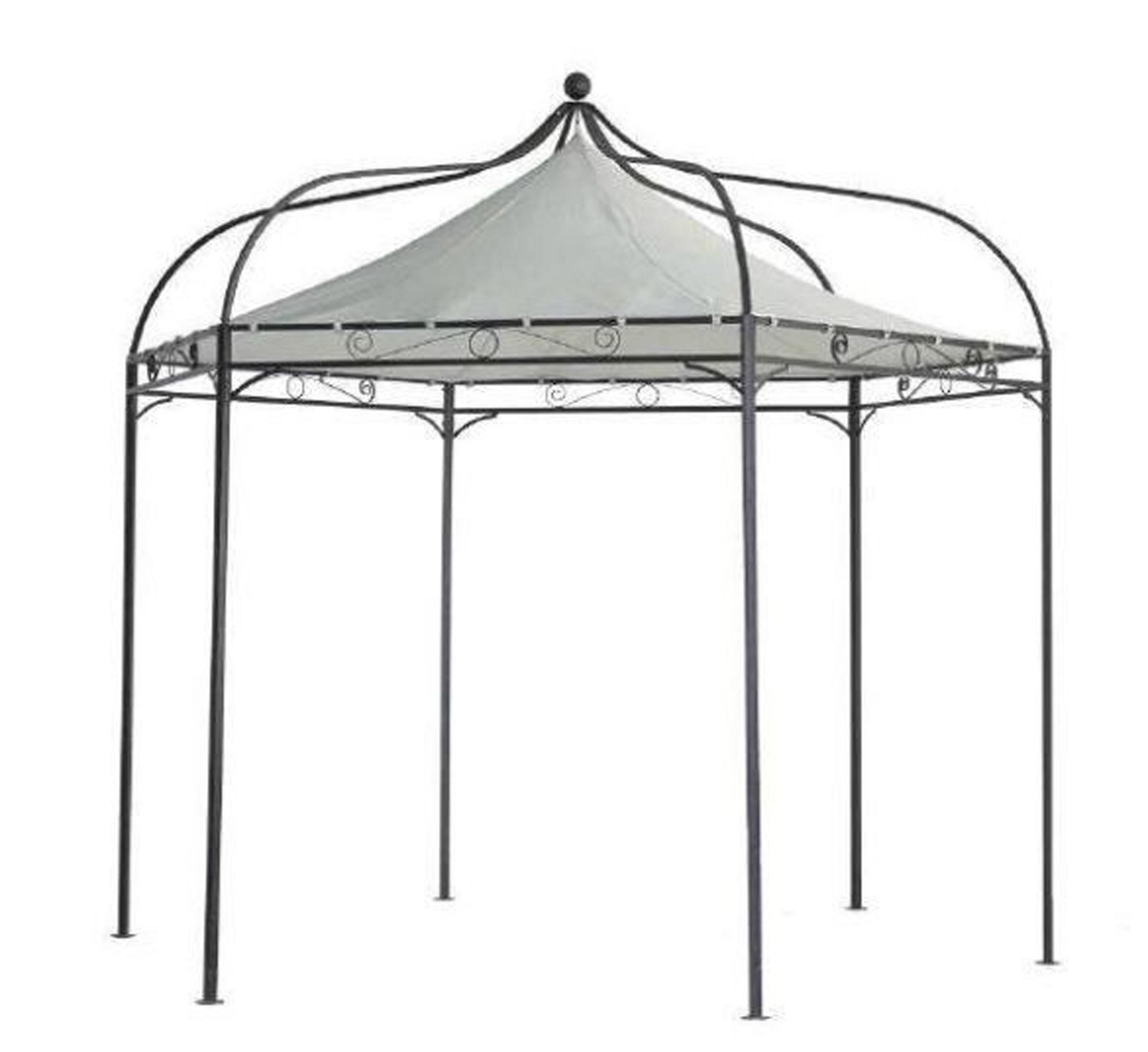 PAVILLON Mondura, Gartenpavillon, 3,2 Meter, 6-eckig, Stahl schwarz, Plane PVC-beschichtet, écru - Naturfarben, Kunststoff (320/300/320cm) - TPFGarden