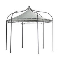 PAVILLON Mondura, Gartenpavillon, 3,2 Meter, 6-eckig, Stahl schwarz, Plane PVC-beschichtet, écru - Naturfarben, Kunststoff (320/300/320cm) - TPFGarden