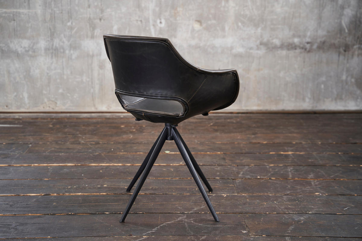 DREHSTUHL ZAJA Schwarz Kunstleder - Schwarz, Leder (57/85/59cm) - KAWOLA