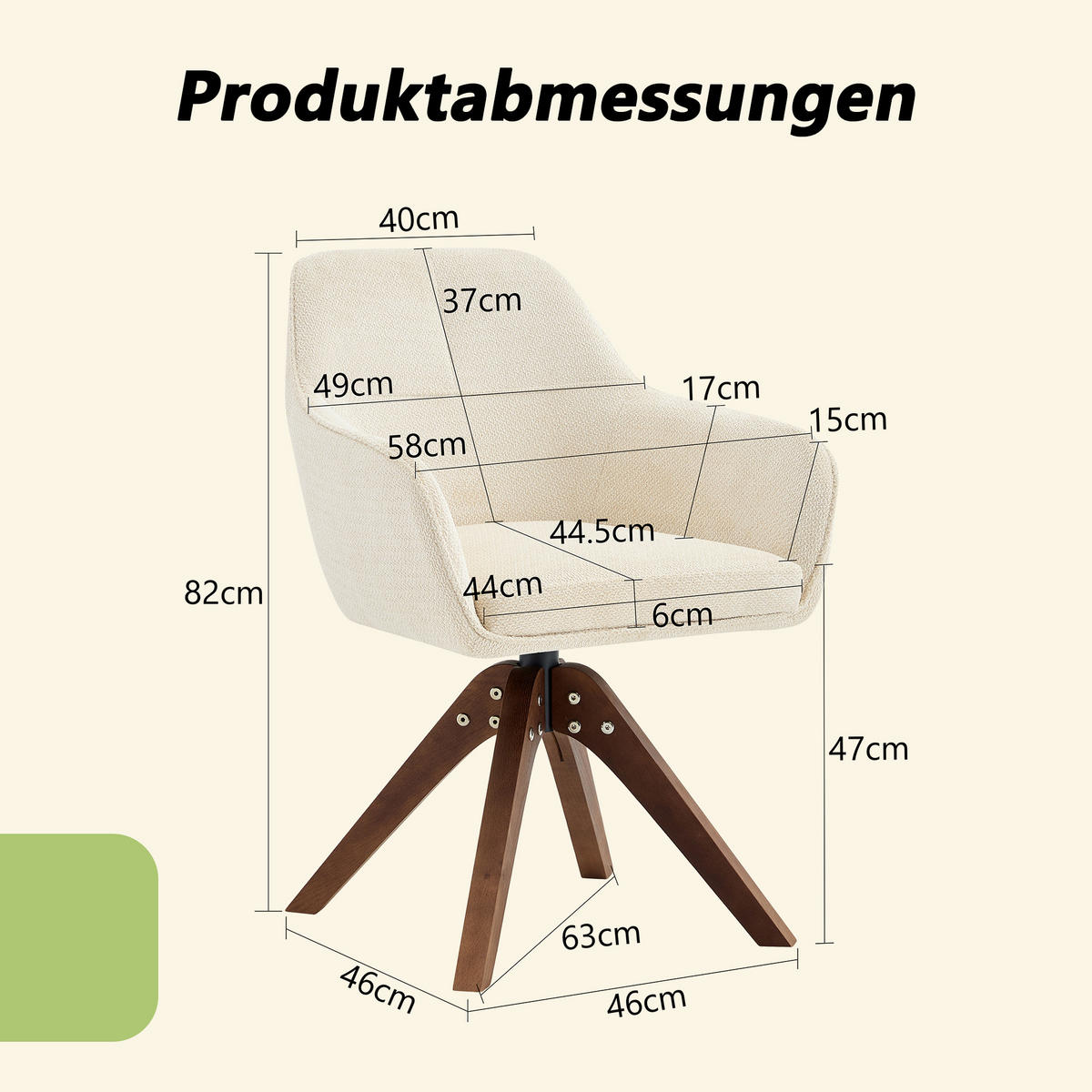 ARMLEHNSTUHL-SET DE-36640 2 Stück mit Stoffbezug und Massivholzbeinen Walnussfarben - Walnussfarben, Holz (46/82/58cm) - ComfortXL