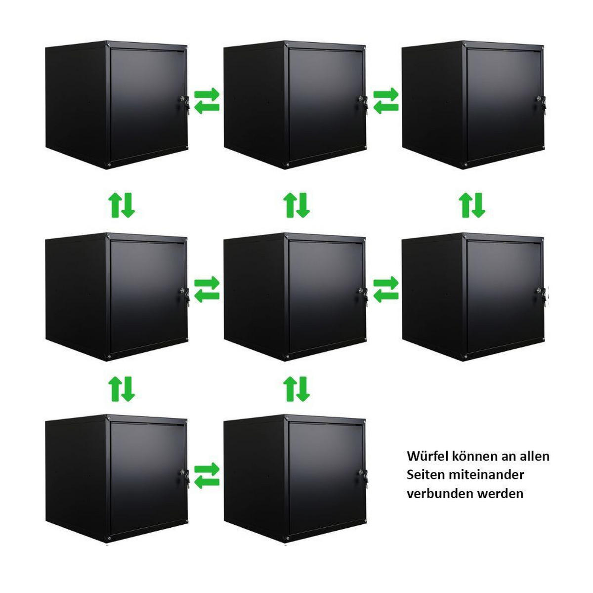 SCHLIESSFACHWÜRFEL Cubic XL HxBxT 45x45x45 cm Schwarz - Schwarz, Metall (45/45/45cm) - PROREGAL