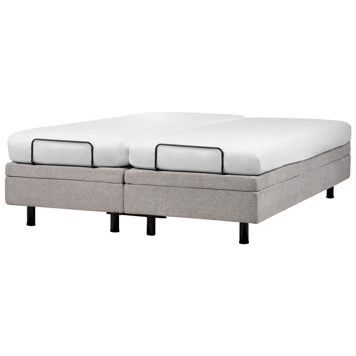 VERSTELLBARESBETT 160/200 cm Hellgrau Duke II - Hellgrau/Schwarz, Textil (160/200cm) - Beliani