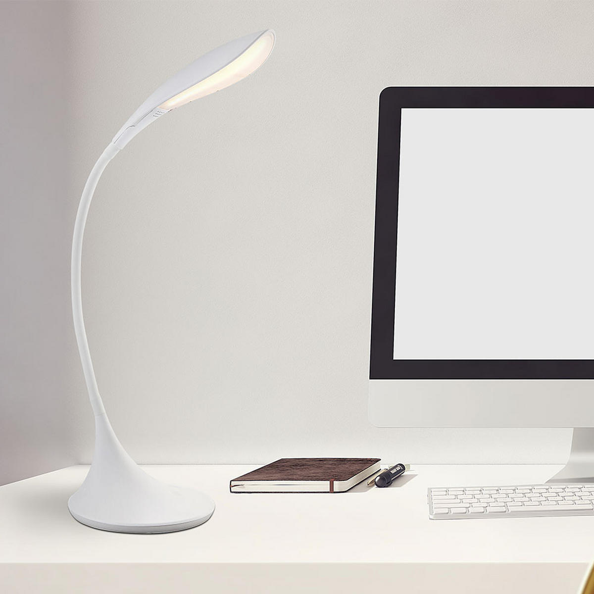 LED TISCHLEUCHTE Kunststoff Weiß SHANNON - Weiß, Metall (51/17/67cm) - Globo Lighting