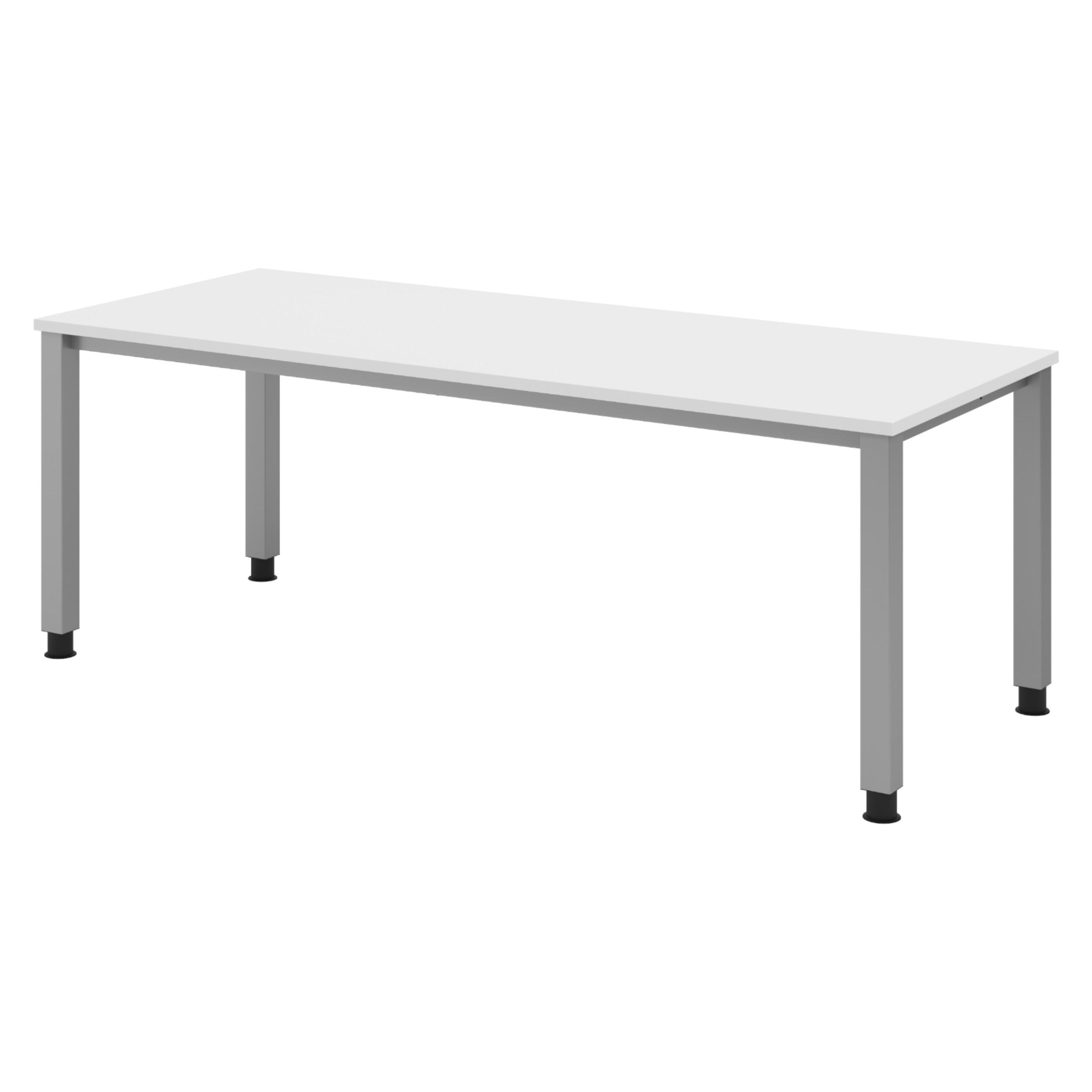 SCHREIBTISCH Serie-Q 80/200/74 cm in Weiß/Silberfarben - Silberfarben/Weiß, Holzwerkstoff (80/200/74cm) - bümö