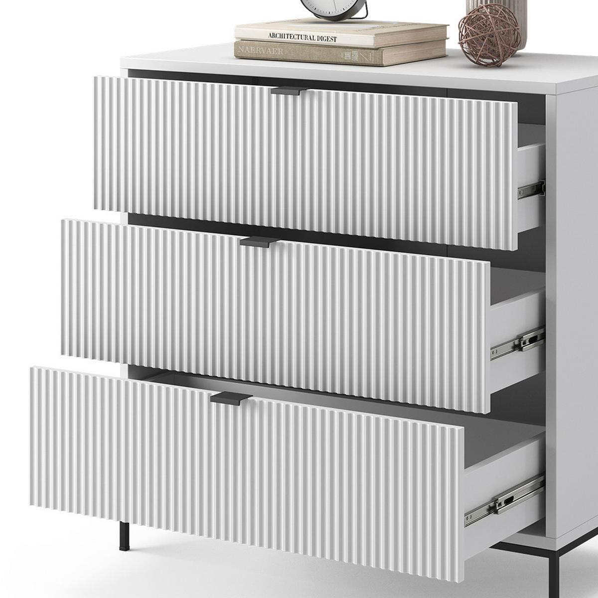 KOMMODE Eliza Weiß 80 x 81.2 cm mit 3 Schubladen - Weiß, Holzwerkstoff (42/81.2/80cm) - Vicco