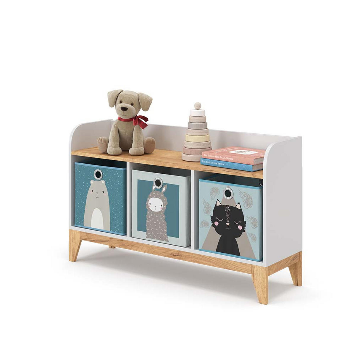 KINDERSITZBANK Malia Weiß 107.2 x 63.8 cm - Eichefarben/Weiß, Holzwerkstoff (107.2/63.8/30.6cm) - VitaliSpa