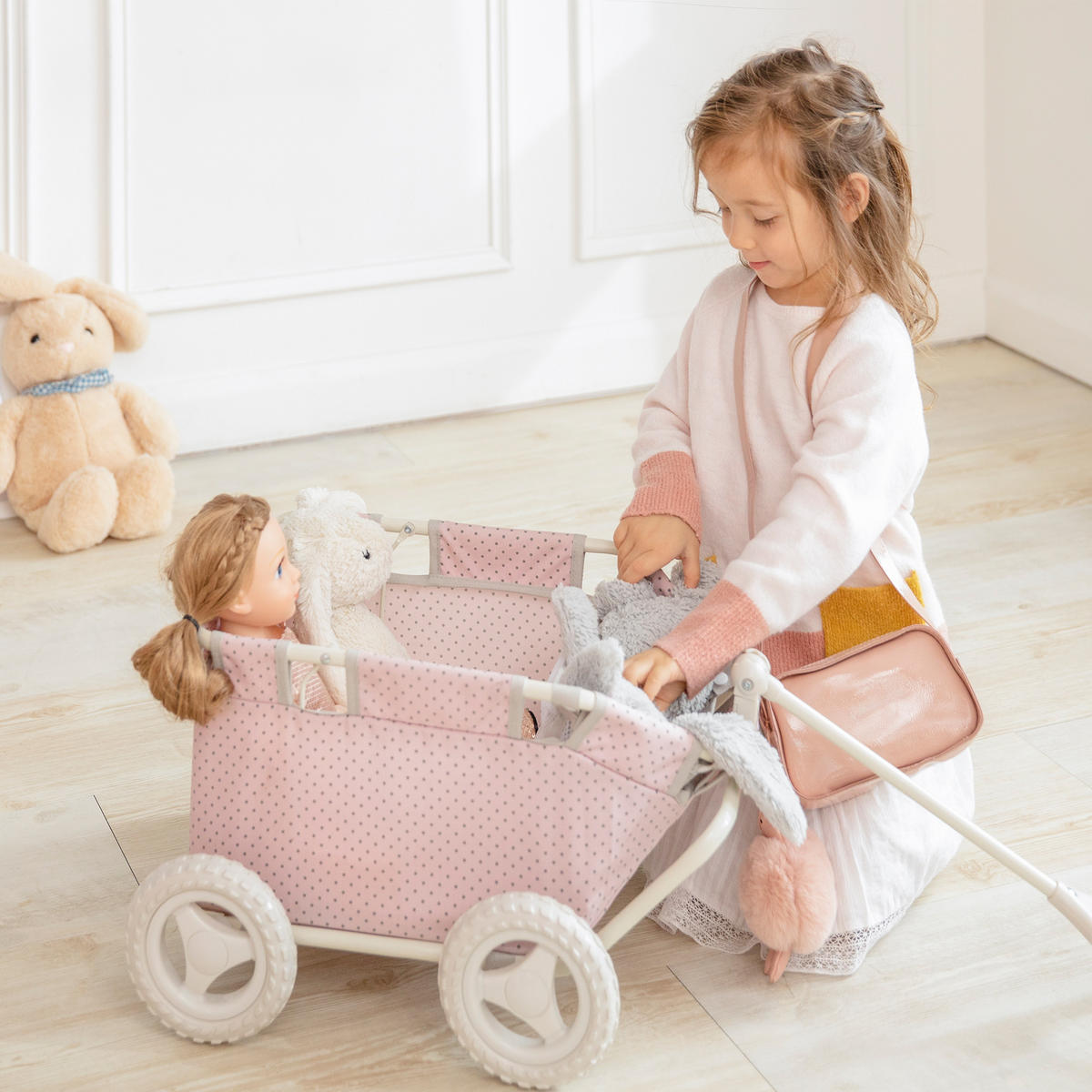PUPPENZUBEHÖR Wagen, Rosa, 68cm - Pink, Holz (48/68/35cm) - Teamson Kids
