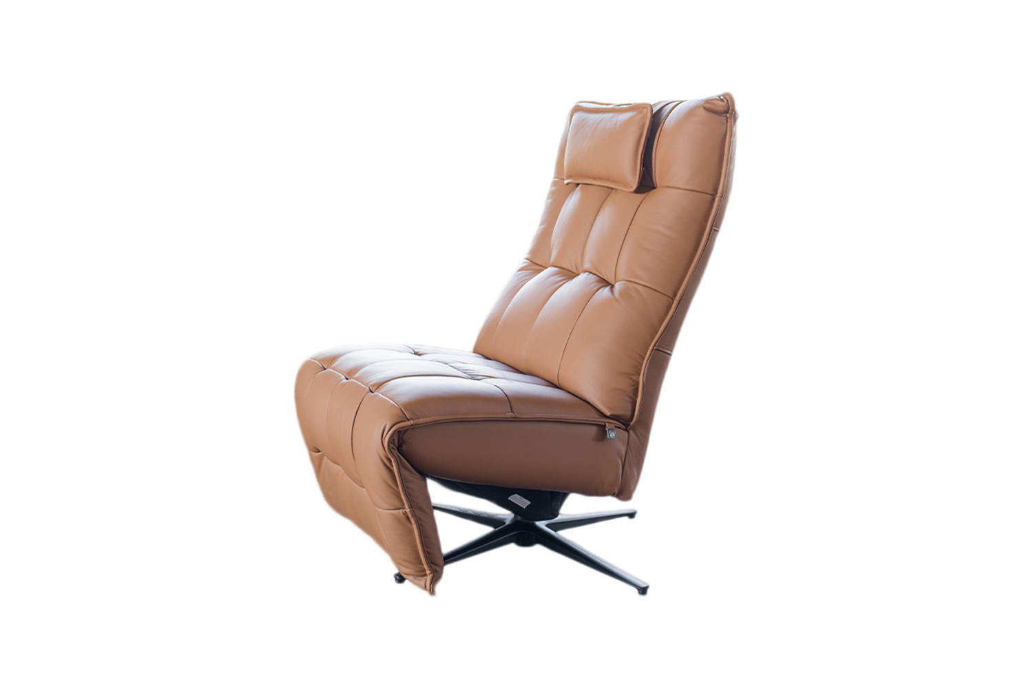 RELAXSESSEL MIKO Braun Leder Relaxfunktion - Schwarz/Braun, Leder/Metall (75/115/94cm) - KAWOLA