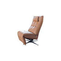 RELAXSESSEL MIKO Braun Leder Relaxfunktion - Schwarz/Braun, Leder/Metall (75/115/94cm) - KAWOLA