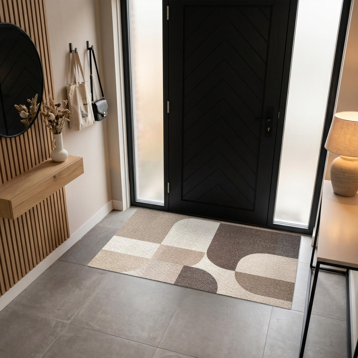 FUSSMATTE Geometrisch - Gewebte Struktur - Modern Fußabtreter 150x90 cm - Beige, Kunststoff (150/90cm) - MuchoWow