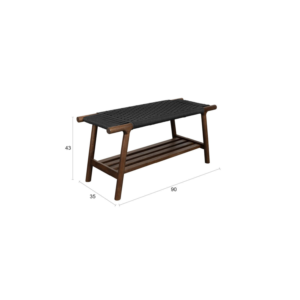 SITZBANK Kintaro 80x35x43 cm Walnuss - Schwarz/Braun, Holz (90/43/35cm) - Dutchbone