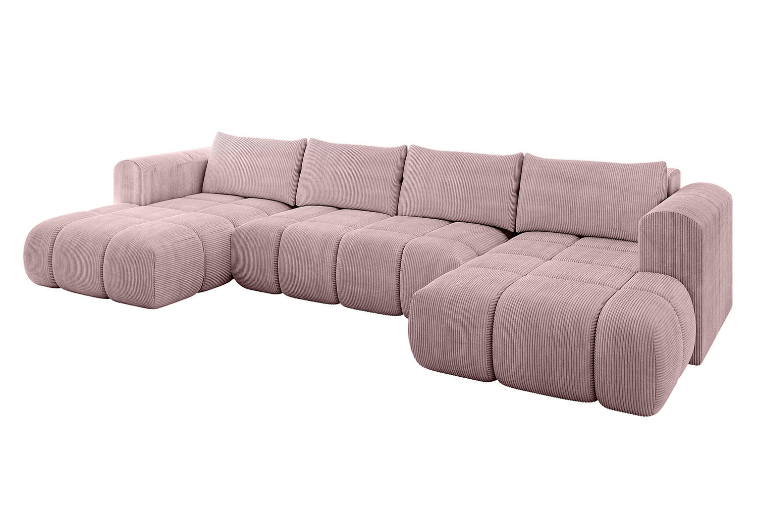 WOHNLANDSCHAFT Ottomane Links CLOUD-U 414x180x40 Rosa Cord - Rosa, Holzwerkstoff/Kunststoff (414/90/180cm) - ALTDECOR